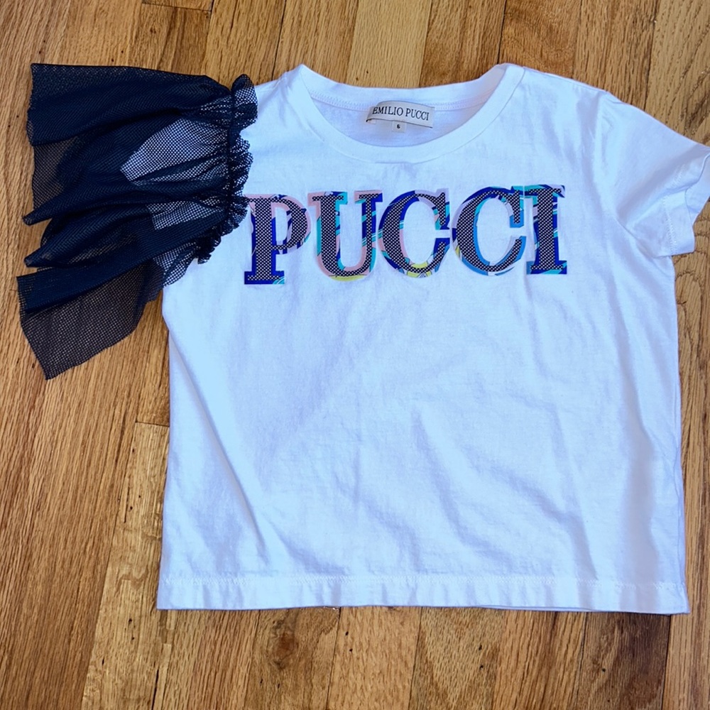 Emilio Pucci White Tee with Navy Accent